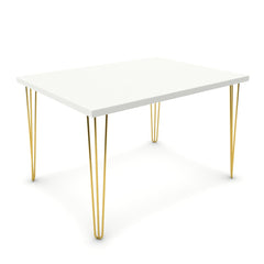 Étkezőasztal - Linga arany lábbal - Alpesi fehér, méret: 120x90