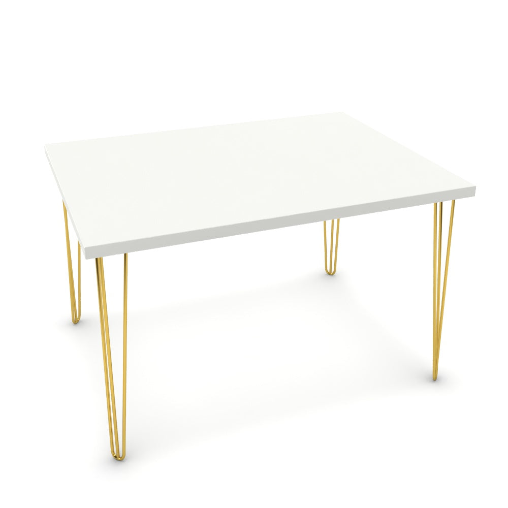 Étkezőasztal - Linga arany lábbal - Alpesi fehér, méret: 120x90