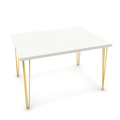 Étkezőasztal - Linga arany lábbal - Alpesi fehér, méret: 120x90