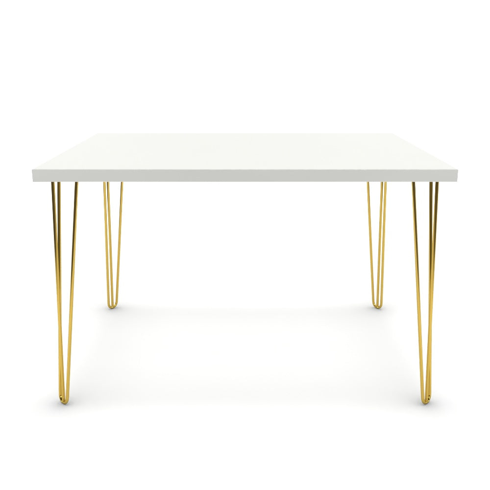 Étkezőasztal - Linga arany lábbal - Alpesi fehér, méret: 120x90