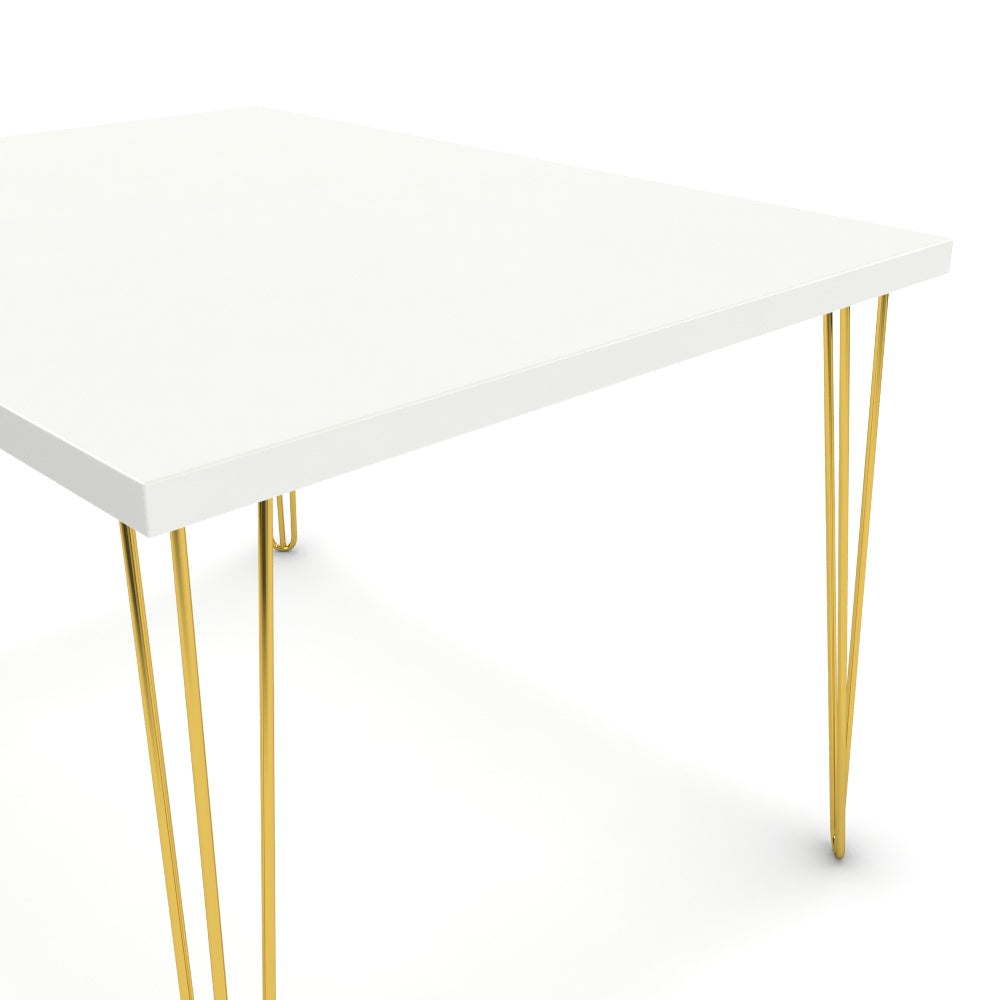 Étkezőasztal - Linga arany lábbal - Alpesi fehér, méret: 120x90
