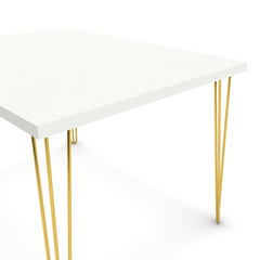 Étkezőasztal - Linga arany lábbal - Alpesi fehér, méret: 120x90