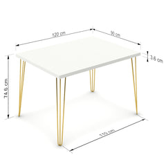 Étkezőasztal - Linga arany lábbal - Alpesi fehér, méret: 120x90