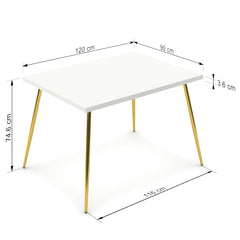 Étkezőasztal - Manu arany lábbal - Alpesi fehér, méret: 120x90