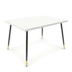 Étkezőasztal - Manu fekete és arany lábbal - Alpesi fehér, méret: 120x90