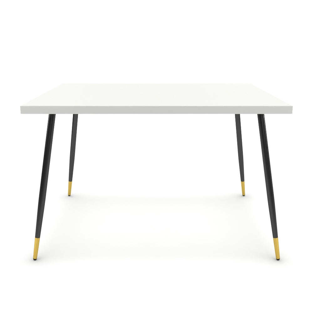 Étkezőasztal - Manu fekete és arany lábbal - Alpesi fehér, méret: 120x90