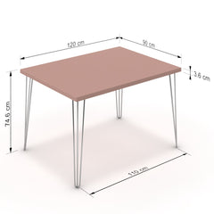 Étkezőasztal - Linga króm lábbal - Antik rózsaszín, méret: 120x90
