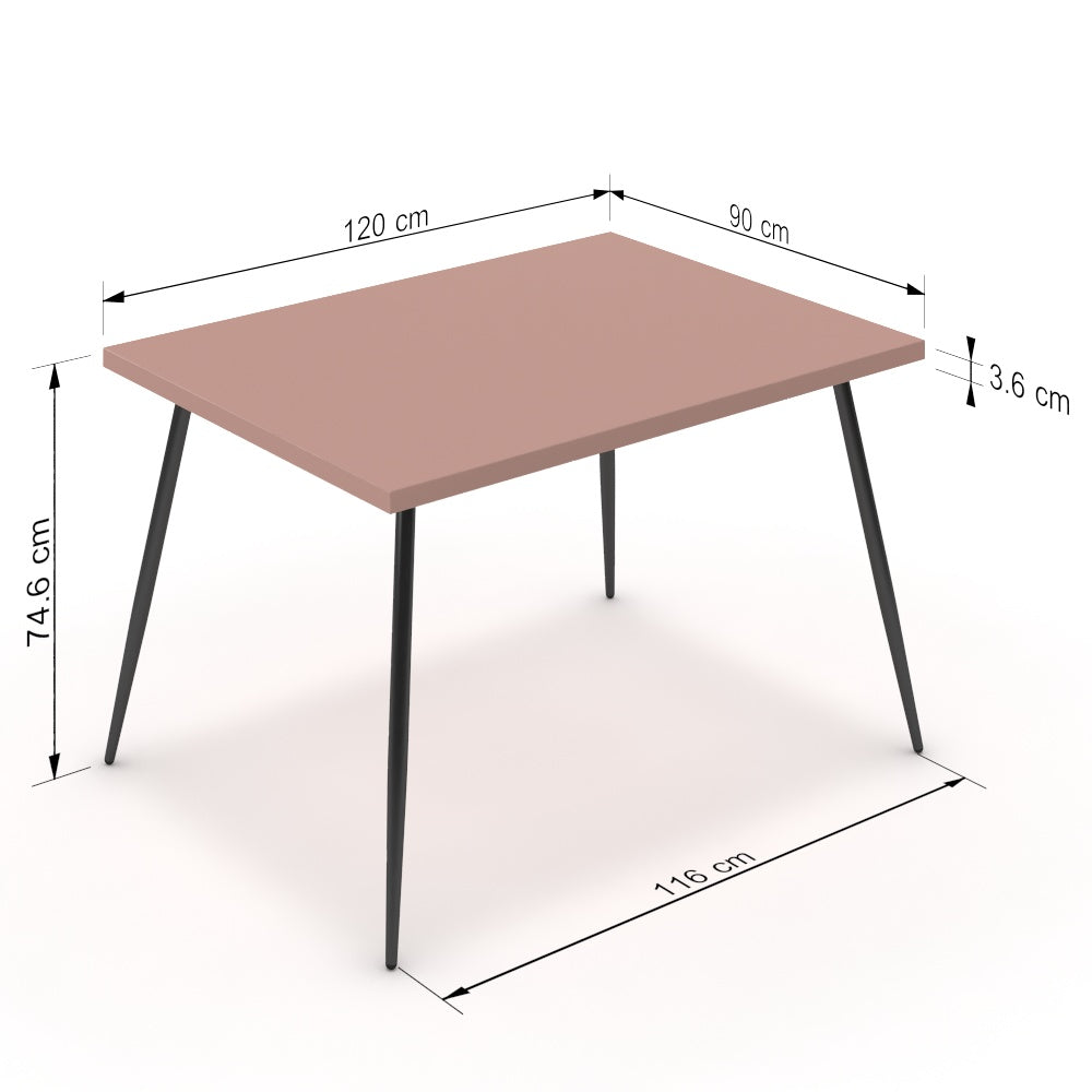 Étkezőasztal - Manu fekete lábbal - Antik rózsaszín, méret: 120x90