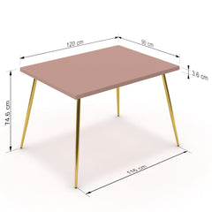 Étkezőasztal - Manu arany lábbal - Antik rózsaszín, méret: 120x90