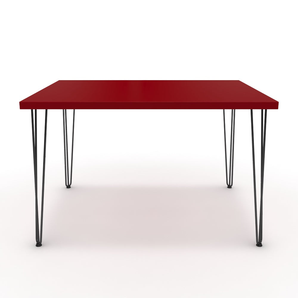 Étkezőasztal - Linga fekete lábbal - Chilli piros, méret: 120x90
