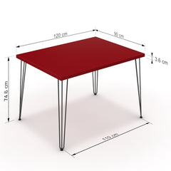 Étkezőasztal - Linga fekete lábbal - Chilli piros, méret: 120x90
