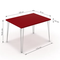 Étkezőasztal - Linga króm lábbal - Chilli piros, méret: 120x90