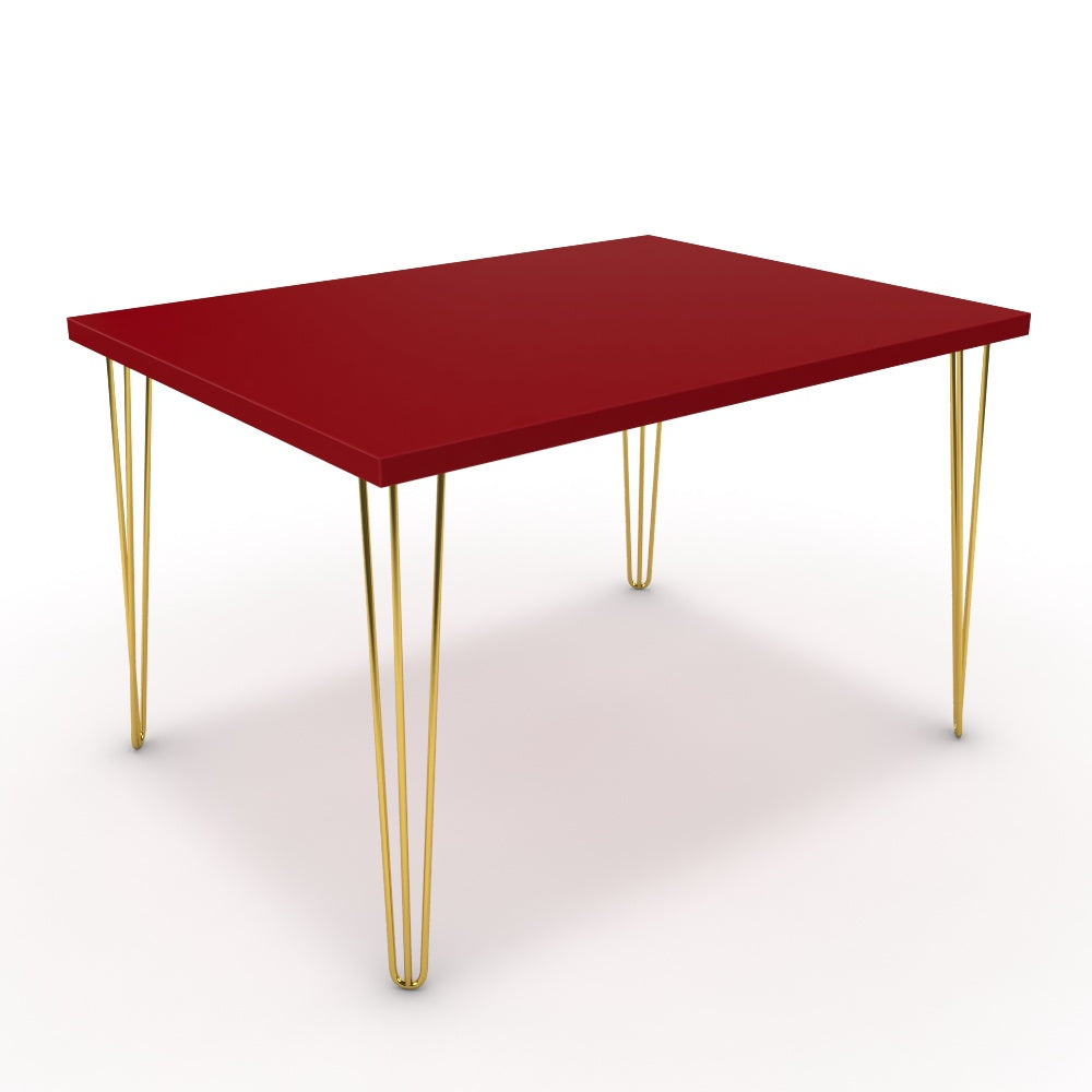Étkezőasztal - Linga arany lábbal - Chilli piros, méret: 120x90