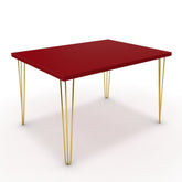 Étkezőasztal - Linga arany lábbal - Chilli piros, méret: 120x90