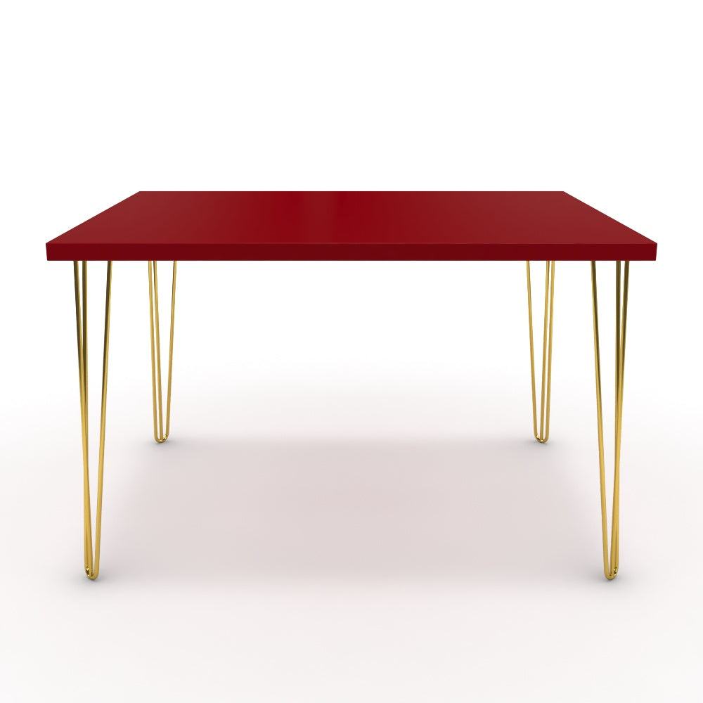 Étkezőasztal - Linga arany lábbal - Chilli piros, méret: 120x90