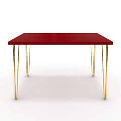 Étkezőasztal - Linga arany lábbal - Chilli piros, méret: 120x90