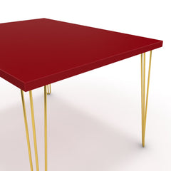 Étkezőasztal - Linga arany lábbal - Chilli piros, méret: 120x90