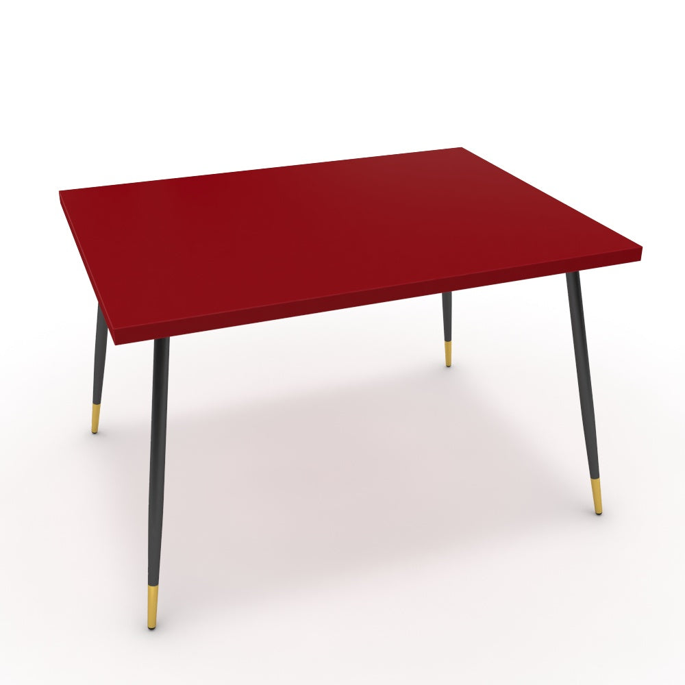 Étkezőasztal - Manu fekete és arany lábbal - Chilli piros, méret: 120x90