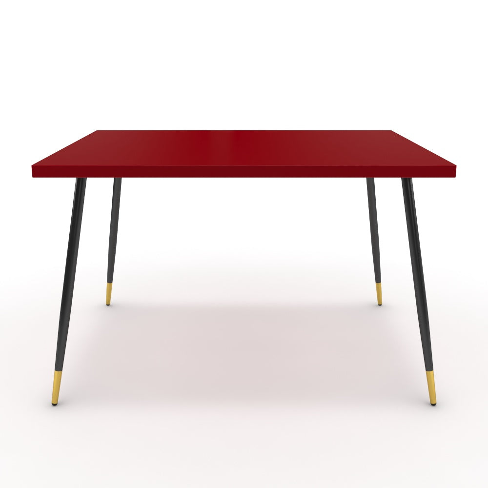 Étkezőasztal - Manu fekete és arany lábbal - Chilli piros, méret: 120x90