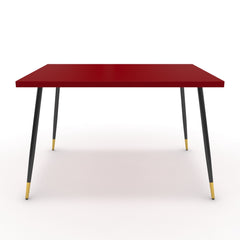 Étkezőasztal - Manu fekete és arany lábbal - Chilli piros, méret: 120x90