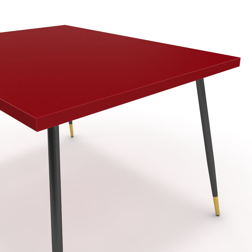 Étkezőasztal - Manu fekete és arany lábbal - Chilli piros, méret: 120x90