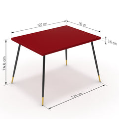 Étkezőasztal - Manu fekete és arany lábbal - Chilli piros, méret: 120x90
