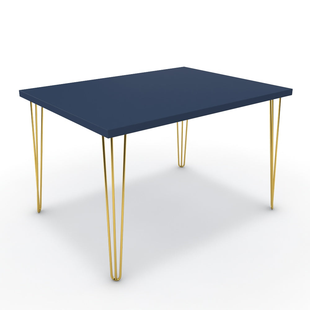 Étkezőasztal - Linga arany lábbal - Tiroli kék, méret: 120x90