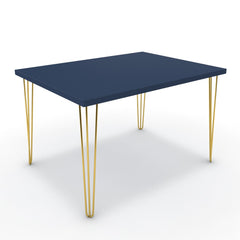 Étkezőasztal - Linga arany lábbal - Tiroli kék, méret: 120x90