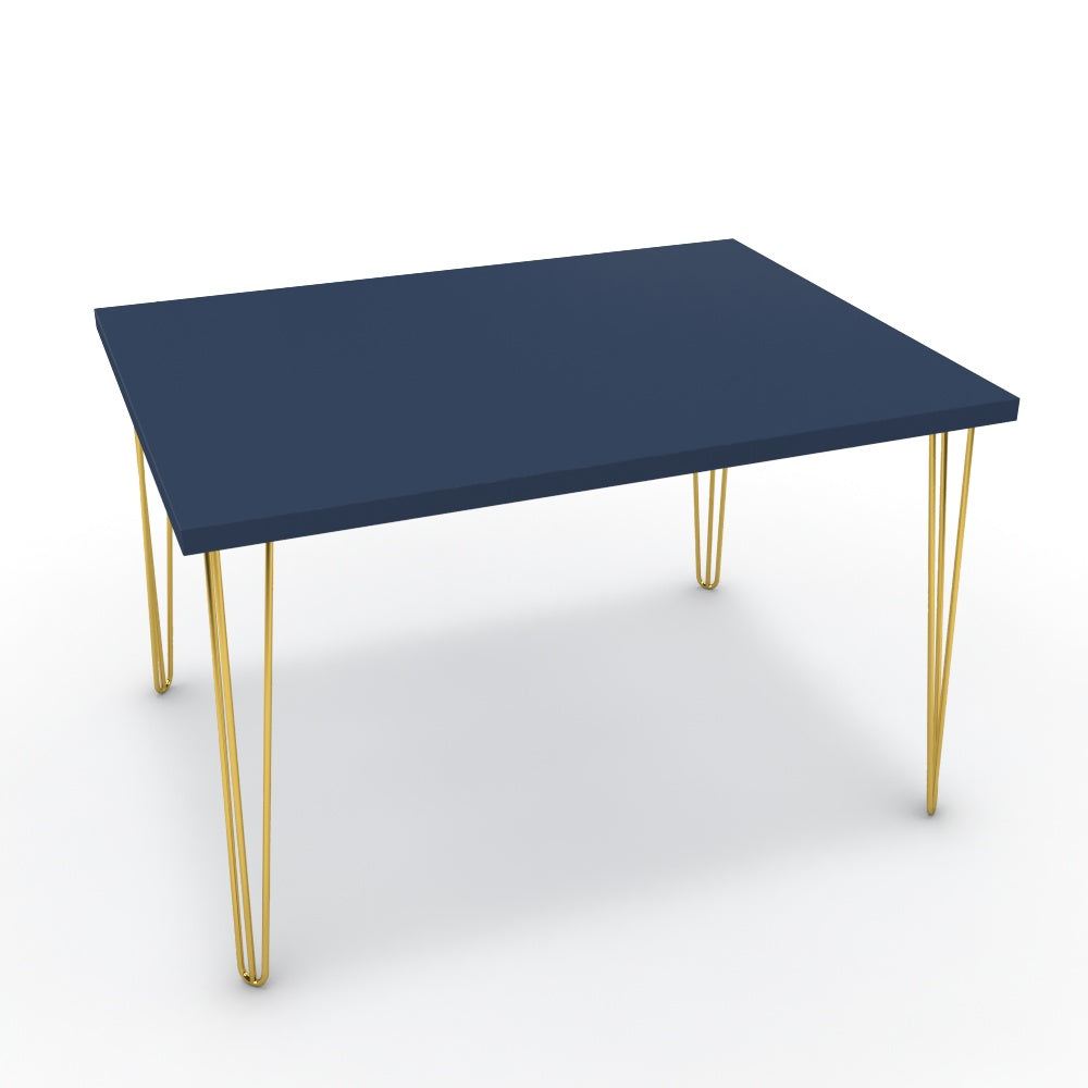 Étkezőasztal - Linga arany lábbal - Tiroli kék, méret: 120x90