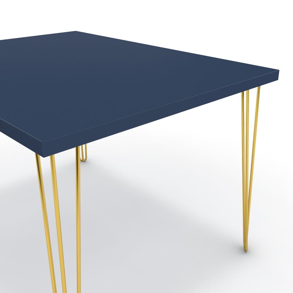Étkezőasztal - Linga arany lábbal - Tiroli kék, méret: 120x90