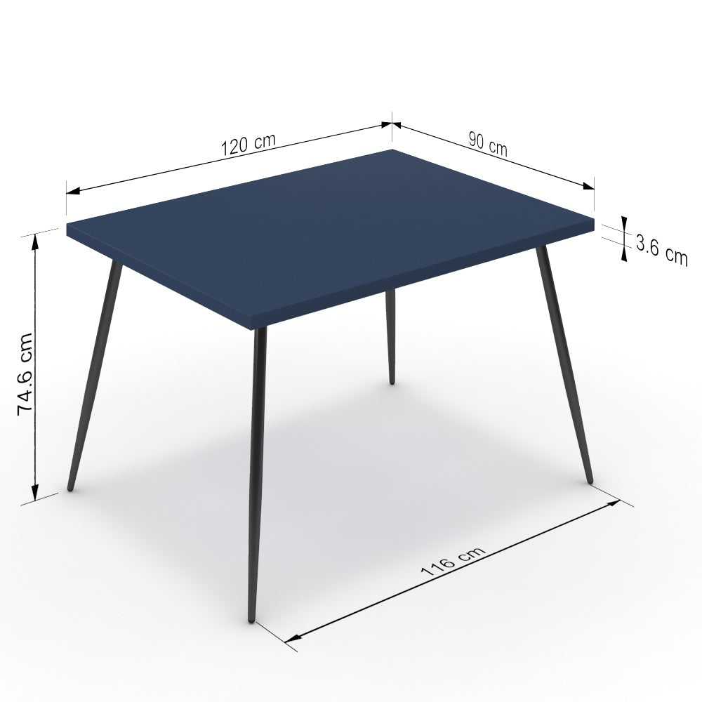 Étkezőasztal - Manu fekete lábbal - Tiroli kék, méret: 120x90
