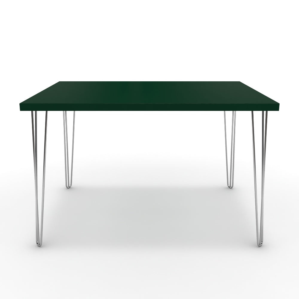 Étkezőasztal - Linga króm lábbal - Forest zöld, méret: 120x90