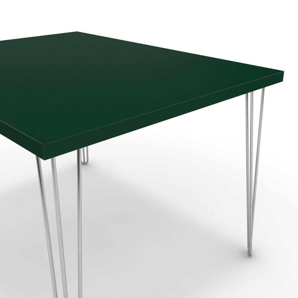Étkezőasztal - Linga króm lábbal - Forest zöld, méret: 120x90