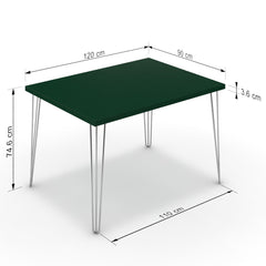 Étkezőasztal - Linga króm lábbal - Forest zöld, méret: 120x90