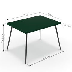 Étkezőasztal - Manu fekete lábbal - Forest zöld, méret: 120x90