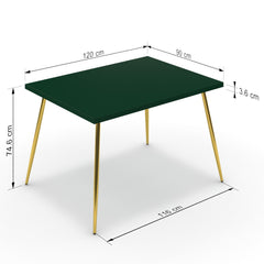 Étkezőasztal - Manu arany lábbal - Forest zöld, méret: 120x90