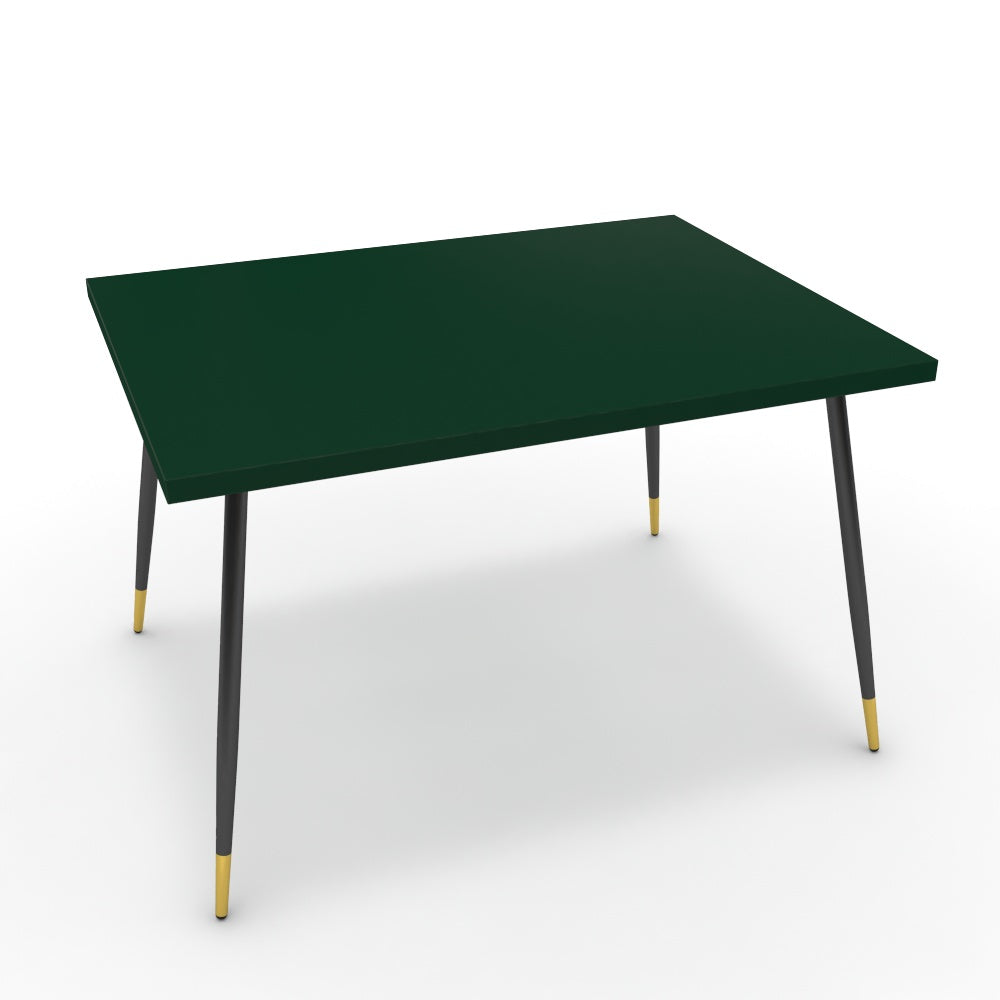 Étkezőasztal - Manu fekete és arany lábbal - Forest zöld, méret: 120x90