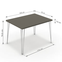 Étkezőasztal - Linga króm lábbal - Fosszil szürke, méret: 120x90