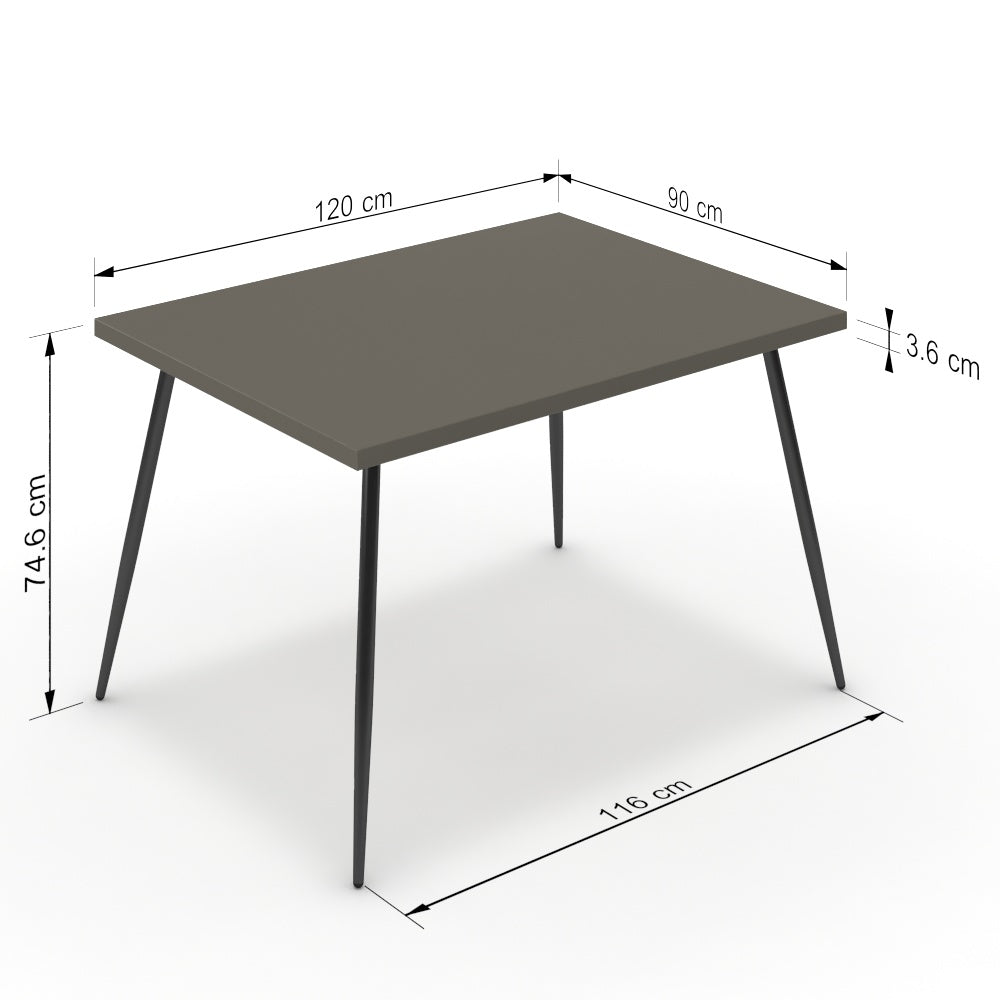 Étkezőasztal - Manu fekete lábbal - Fosszil szürke, méret: 120x90