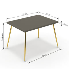 Étkezőasztal - Manu arany lábbal - Fosszil szürke, méret: 120x90