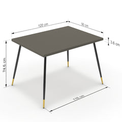 Étkezőasztal - Manu fekete és arany lábbal - Fosszil szürke, méret: 120x90