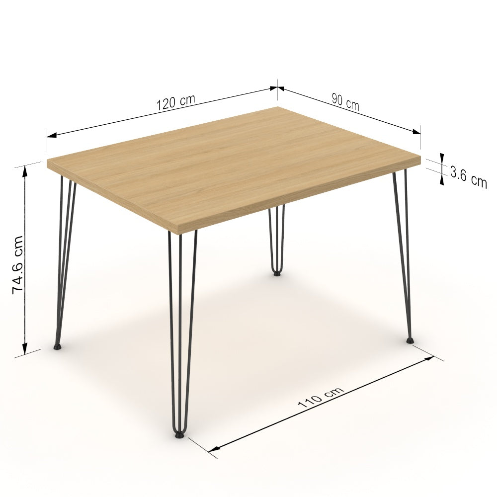 Étkezőasztal - Linga fekete lábbal - Vicenza tölgy, méret: 120x90