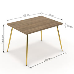 Étkezőasztal - Manu arany lábbal - Világos rauna szil, méret: 120x90
