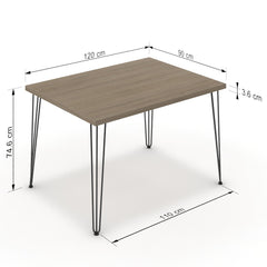 Étkezőasztal - Linga fekete lábbal - Szürke Vicenza tölgy, méret: 120x90
