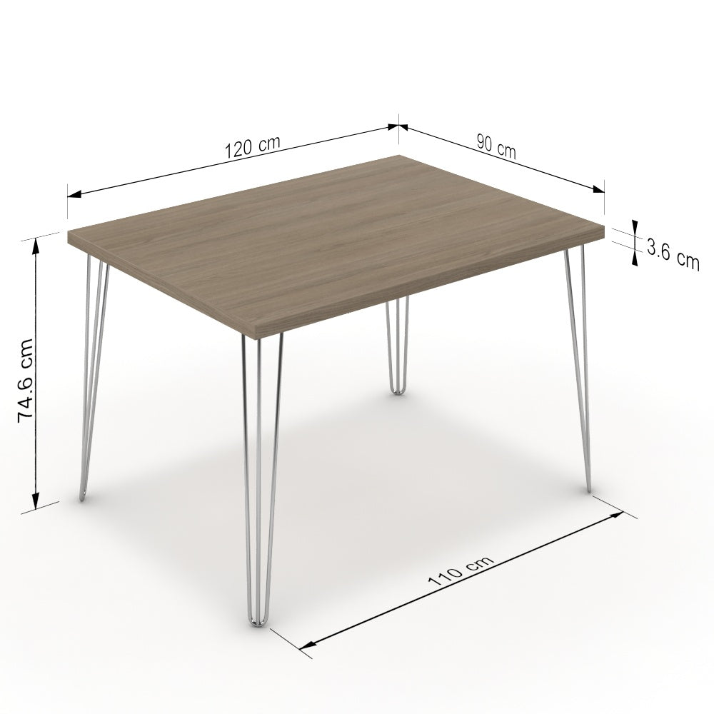 Étkezőasztal - Linga króm lábbal - Szürke Vicenza tölgy, méret: 120x90