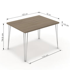 Étkezőasztal - Linga króm lábbal - Szürke Vicenza tölgy, méret: 120x90