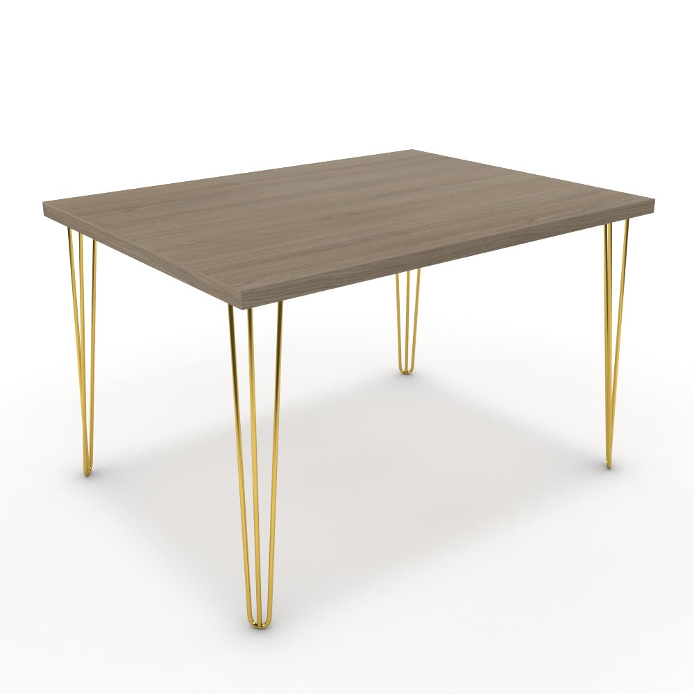 Étkezőasztal - Linga arany lábbal - Szürke Vicenza tölgy, méret: 120x90