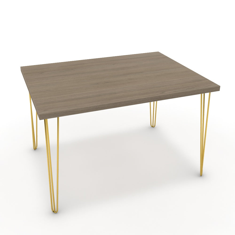 Étkezőasztal - Linga arany lábbal - Szürke Vicenza tölgy, méret: 120x90