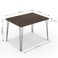 Étkezőasztal - Linga fekete lábbal - Sötét rauna szil, méret: 120x90