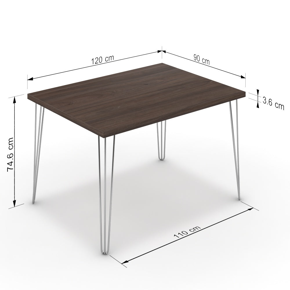 Étkezőasztal - Linga króm lábbal - Sötét rauna szil, méret: 120x90